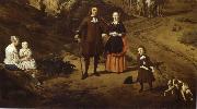 REMBRANDT Harmenszoon van Rijn Portrait of a couple with two children and a Nursemaid in a Landscape oil painting on canvas